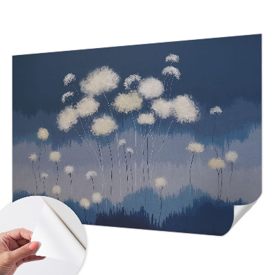 Papel mural con patrón decorativo dientes de león blancos