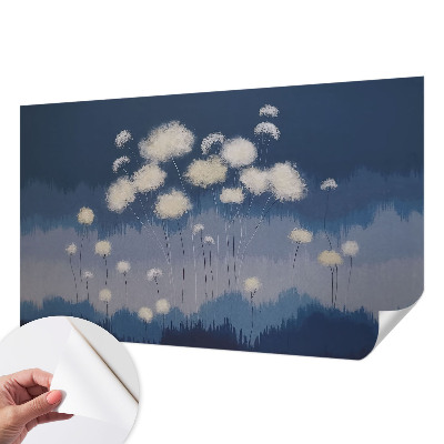 Papel mural con patrón decorativo dientes de león blancos