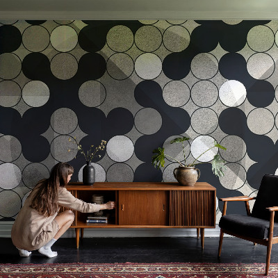 Papel mural con patrón decorativo círculos geométricos