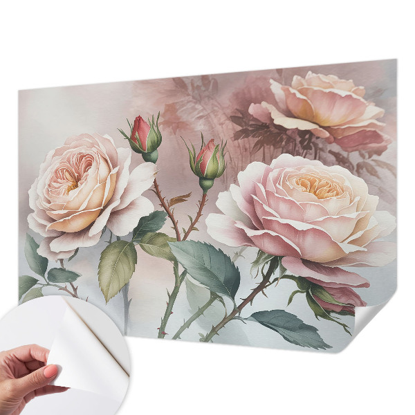 Fotomural decorativo para cabecero de cama rosas pastel
