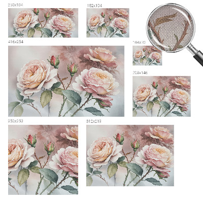 Fotomural decorativo para cabecero de cama con diseño de rosas en tonos pastel