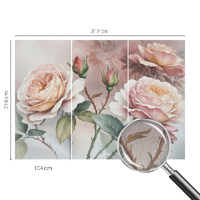 Fotomural decorativo para cabecero de cama con diseño de rosas en tonos pastel