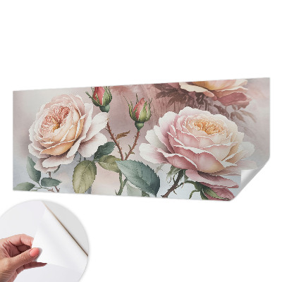 Fotomural decorativo para cabecero de cama con diseño de rosas en tonos pastel