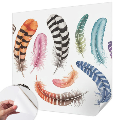 Mural de pared con estampado hermoso Plumas en tonos pastel