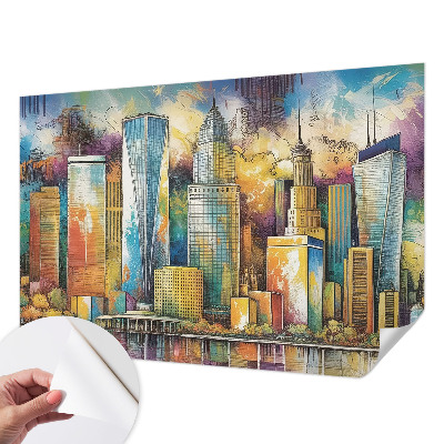Papel mural texturado decorativo con motivo de panorama de la ciudad