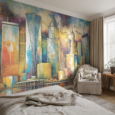 Papel mural texturado decorativo Panorama de la ciudad