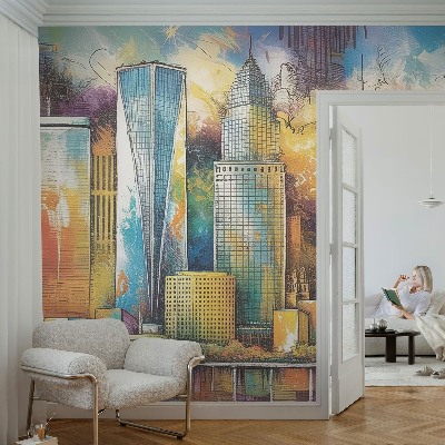 Papel mural texturado decorativo Panorama de la ciudad