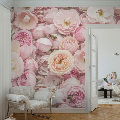 Papel mural con patrón decorativo Hermosas flores