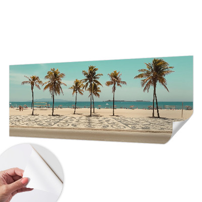 Mural de pared con estampado hermoso con motivo de playa y palmeras