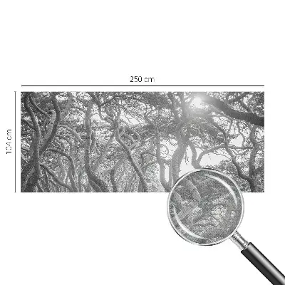 Papel mural texturado decorativo con un motivo de bosque atmosférico