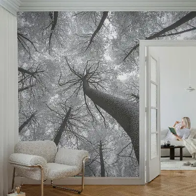 Papel mural texturado decorativo con un motivo de paisaje invernal