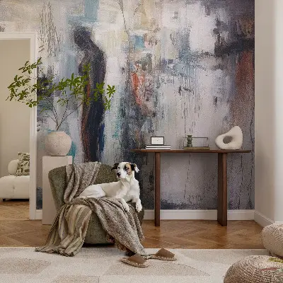 Papel mural con patrón decorativo con una figura misteriosa