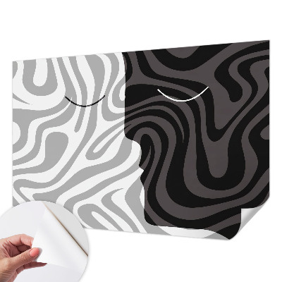 Fotomural decorativo para cabecero de cama con diseño de caras abstractas