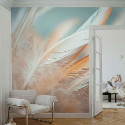 Papel mural texturado decorativo Plumas delicadas