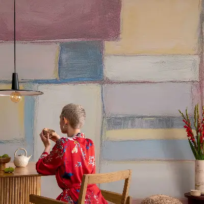 Mural de pared con estampado hermoso con formas geométricas