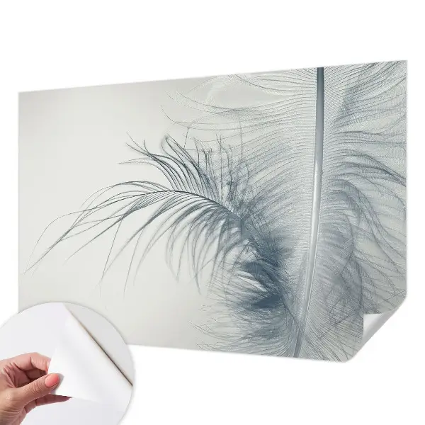 Papel mural texturado decorativo con motivo de pluma delicada