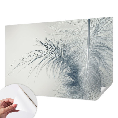 Papel mural texturado decorativo con motivo de pluma delicada