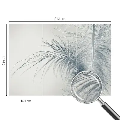 Papel mural texturado decorativo con motivo de pluma delicada