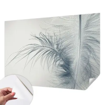Papel mural texturado decorativo con motivo de pluma delicada