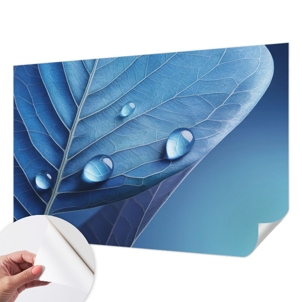 Papel mural con patrón decorativo Hoja azul