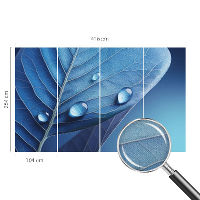 Papel mural con patrón decorativo Hoja azul