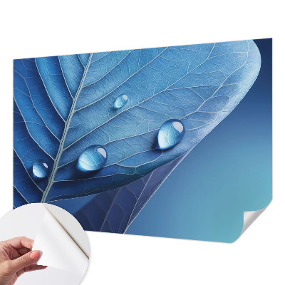 Papel mural con patrón decorativo Hoja azul