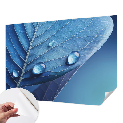 Papel mural con patrón decorativo Hoja azul