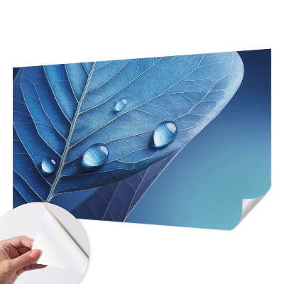 Papel mural con patrón decorativo Hoja azul