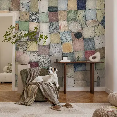Papel mural texturado decorativo con un mosaico colorido