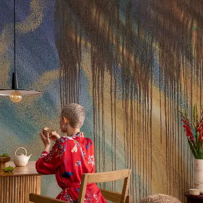 Mural de pared con estampado hermoso con una composición abstracta