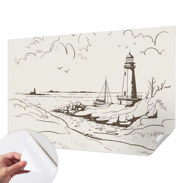 Mural de pared con estampado hermoso Paisaje costero