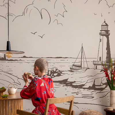 Mural de pared con estampado hermoso Paisaje costero