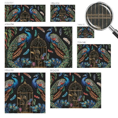 Papel mural con patrón decorativo Pavos reales exóticos