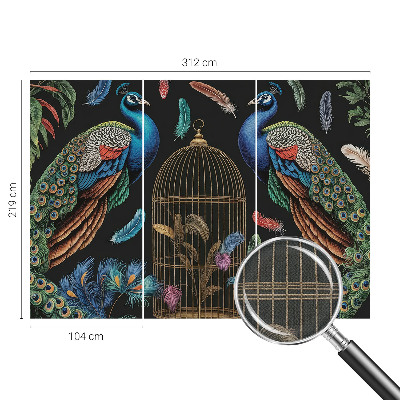 Papel mural con patrón decorativo Pavos reales exóticos