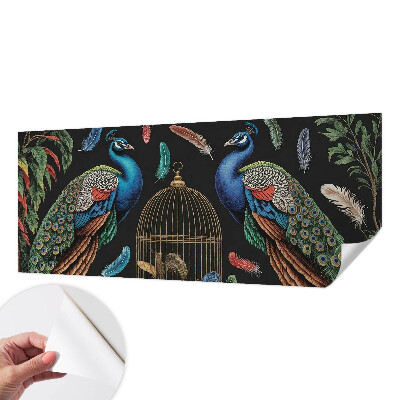 Papel mural con patrón decorativo Pavos reales exóticos