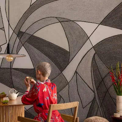 Mural de pared con estampado hermoso con un diseño de abstracción geométrica