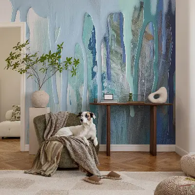 Papel mural texturado decorativo con diseño 'Cascadas Azules'