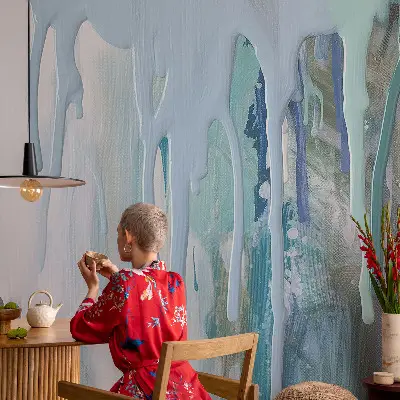 Papel mural texturado decorativo con diseño 'Cascadas Azules'