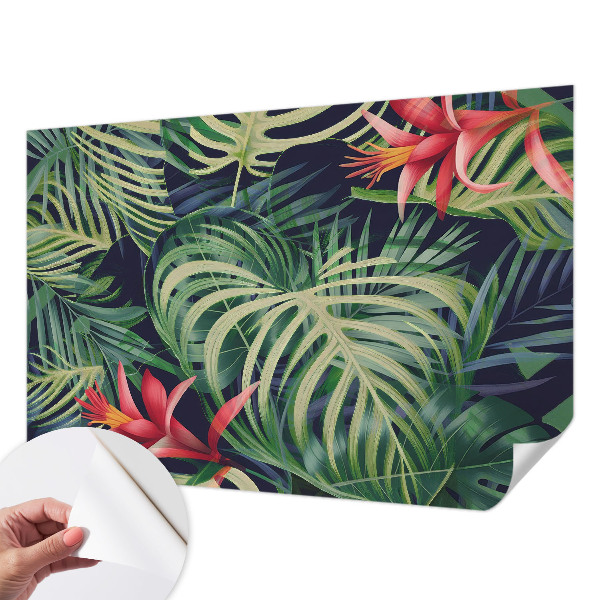 Mural de pared con estampado hermoso con un motivo de plantas exóticas