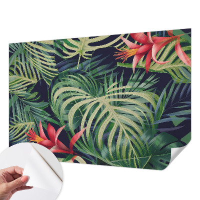 Mural de pared con estampado hermoso con un motivo de plantas exóticas