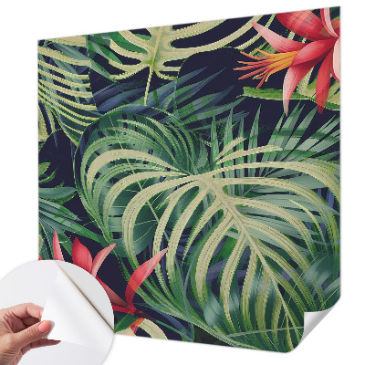Mural de pared con estampado hermoso con un motivo de plantas exóticas