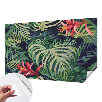 Mural de pared con estampado hermoso con un motivo de plantas exóticas