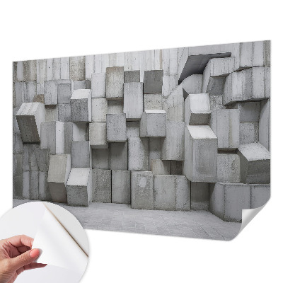 Papel mural texturado decorativo con diseño de bloques de hormigón