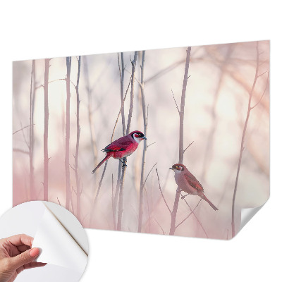 Papel mural con patrón decorativo con pareja de pájaros