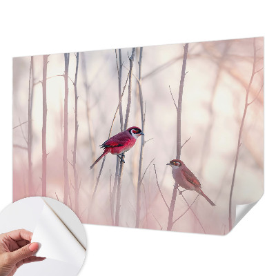 Papel mural con patrón decorativo pareja de pájaros