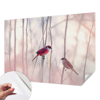 Papel mural con patrón decorativo pareja de pájaros