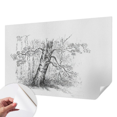 Fotomural decorativo para cabecero de cama con un diseño de árbol del bosque