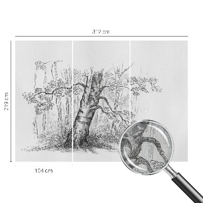Fotomural decorativo para cabecero de cama con un diseño de árbol del bosque