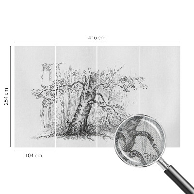 Fotomural decorativo para cabecero de cama con un diseño de árbol del bosque