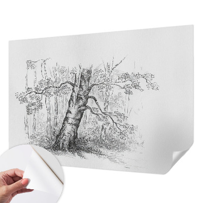 Fotomural decorativo para cabecero de cama con un diseño de árbol del bosque